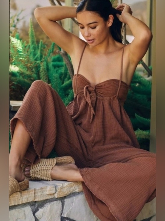 Anthropologie Pants - Anthropologie Wrenley Suspender Cotton Gauze Jumpsuit & Bandeau Top Set